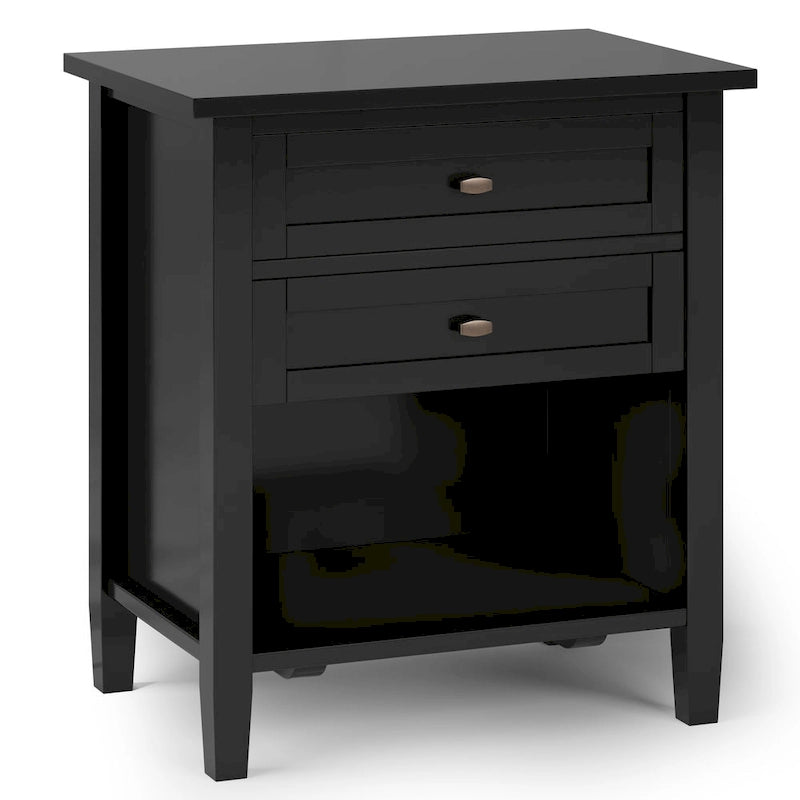 Table de chevet transitionnelle de 61 cm de large avec 2 tiroirs et une étagère ouverte