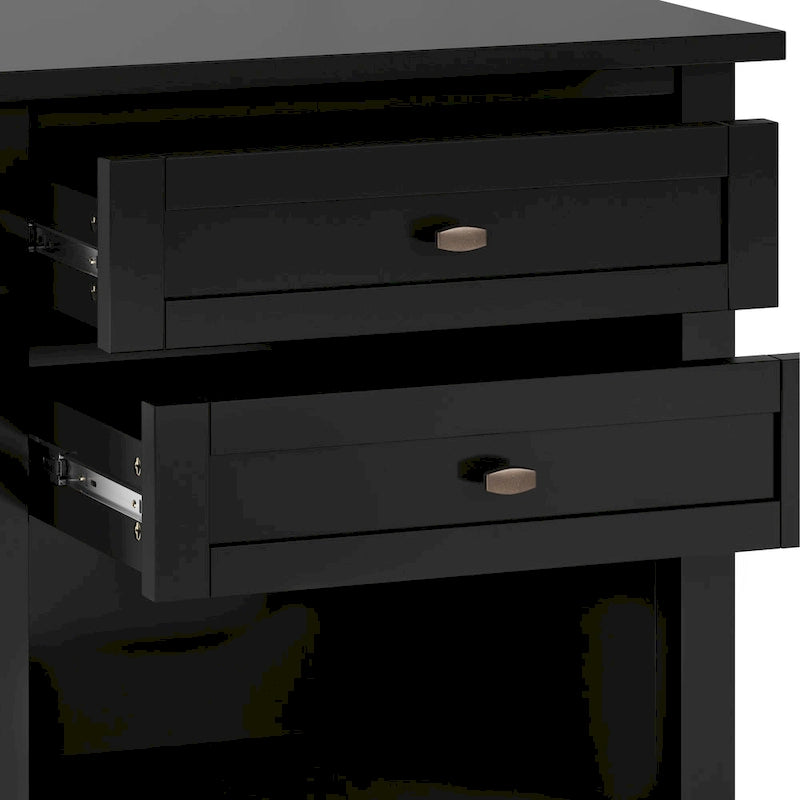 Table de chevet transitionnelle de 61 cm de large avec 2 tiroirs et une étagère ouverte