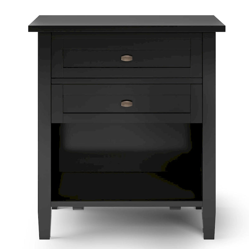 Table de chevet transitionnelle de 61 cm de large avec 2 tiroirs et une étagère ouverte
