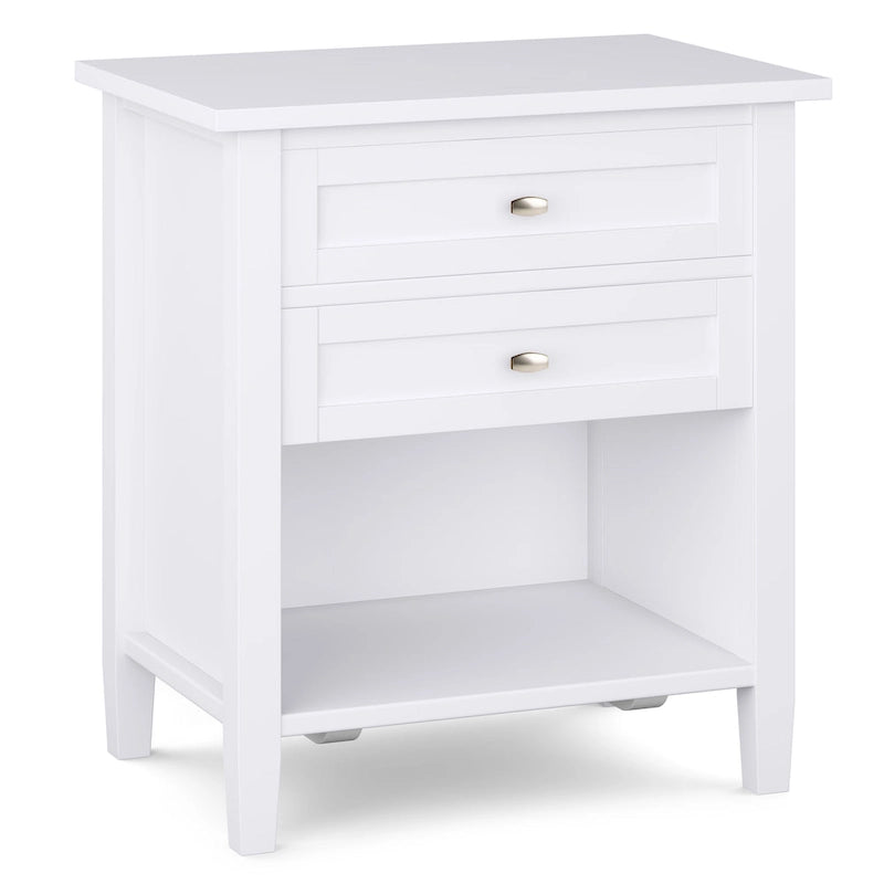 Table de chevet transitionnelle de 61 cm de large avec 2 tiroirs et une étagère ouverte