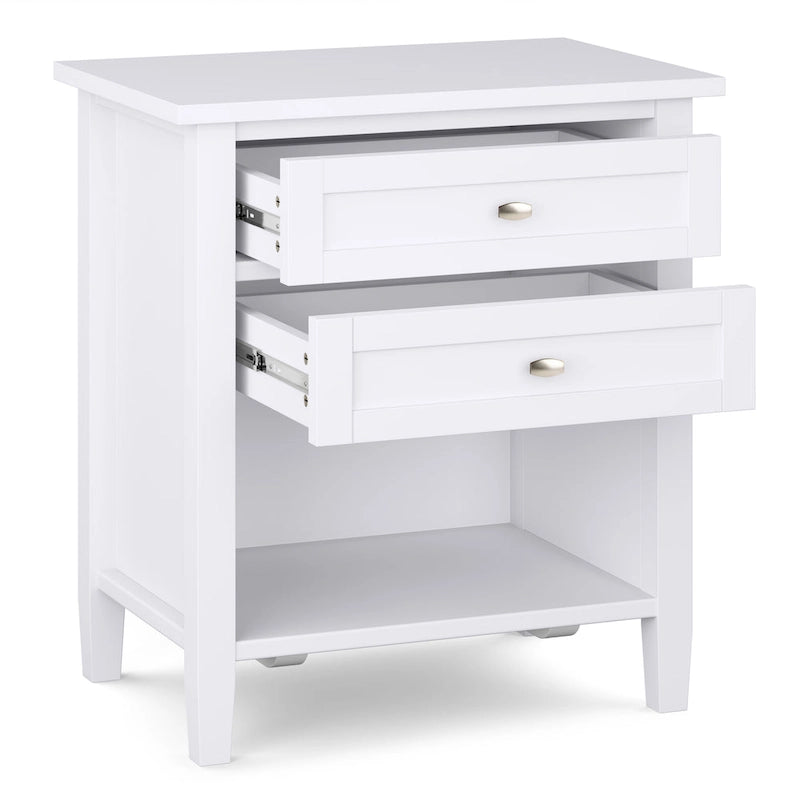 Table de chevet transitionnelle de 61 cm de large avec 2 tiroirs et une étagère ouverte