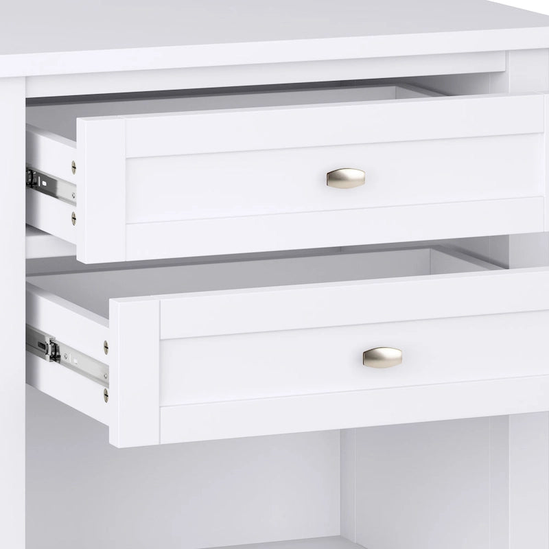 Table de chevet transitionnelle de 61 cm de large avec 2 tiroirs et une étagère ouverte