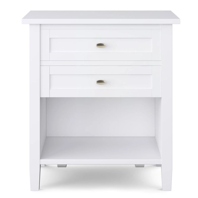 Table de chevet transitionnelle de 61 cm de large avec 2 tiroirs et une étagère ouverte