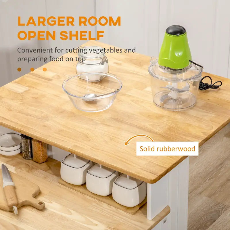 Meuble Buffet avec Rangement, Desserte de Cuisine avec Comptoir en Bois à 2 Niveaux, Étagères Réglables et Tiroirs