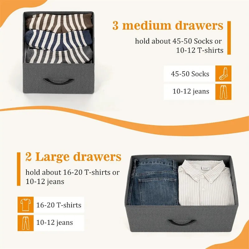 Commode de rangement à 5 tiroirs avec dispositifs anti-basculement