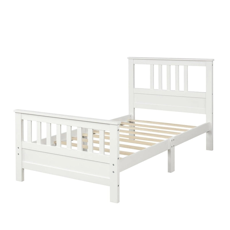 Lit plateforme en bois avec tête et pied de lit, aucun sommier tapissier requis