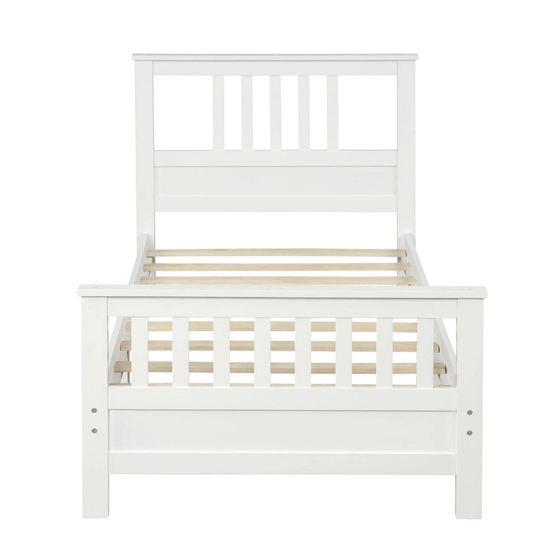 Lit plateforme en bois avec tête et pied de lit, aucun sommier tapissier requis