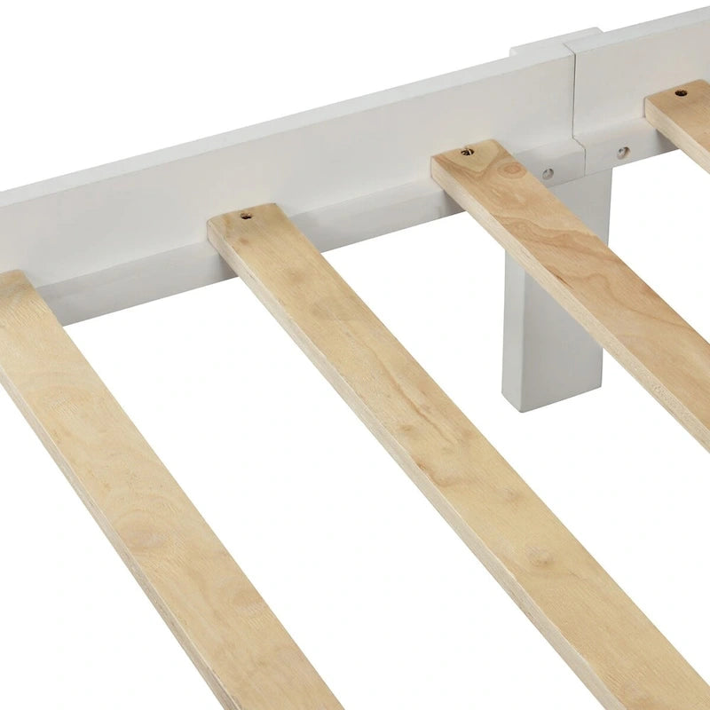Lit plateforme en bois avec tête et pied de lit, aucun sommier tapissier requis