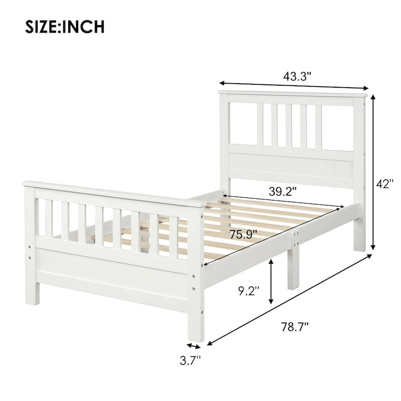Lit plateforme en bois avec tête et pied de lit, aucun sommier tapissier requis