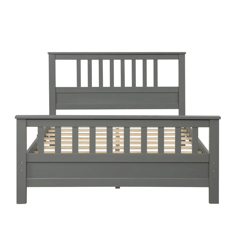 Lit plateforme en bois avec tête et pied de lit, aucun sommier tapissier requis