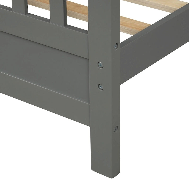 Lit plateforme en bois avec tête et pied de lit, aucun sommier tapissier requis