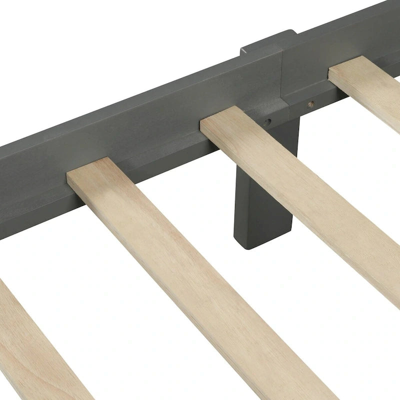Lit plateforme en bois avec tête et pied de lit, aucun sommier tapissier requis