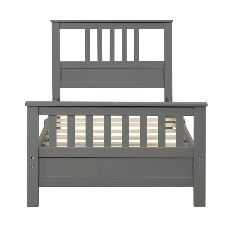 Lit plateforme en bois avec tête et pied de lit, aucun sommier tapissier requis