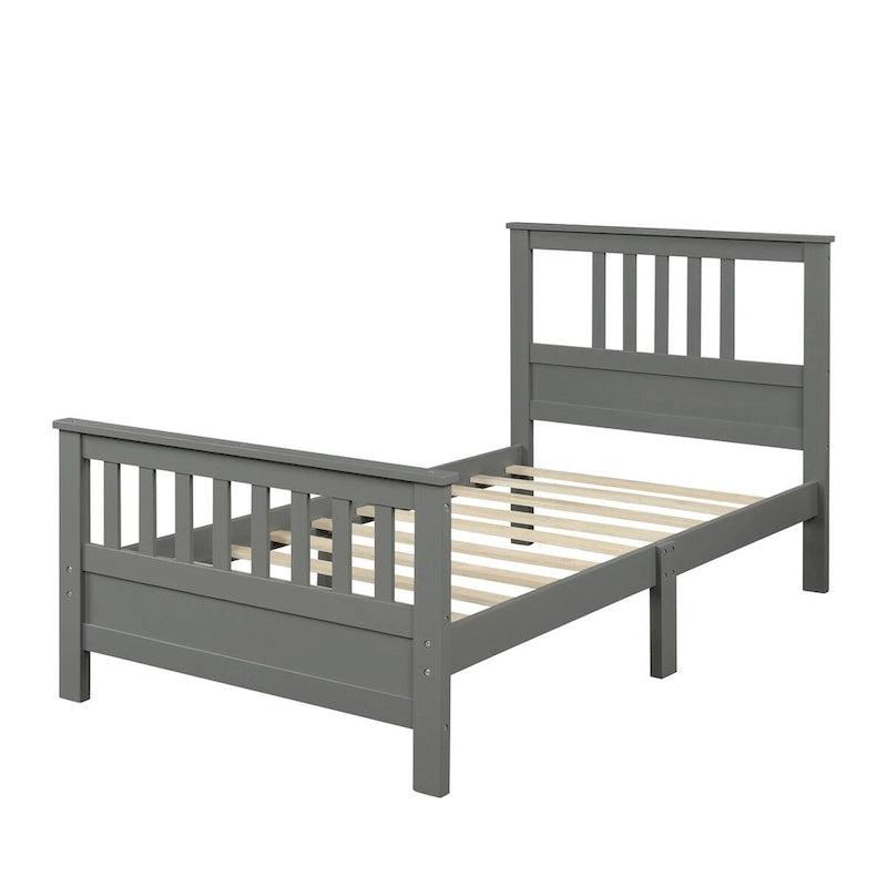 Lit plateforme en bois avec tête et pied de lit, aucun sommier tapissier requis