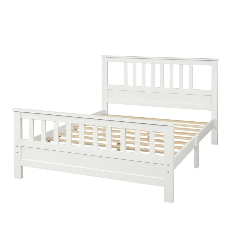 Lit plateforme en bois avec tête et pied de lit, aucun sommier tapissier requis