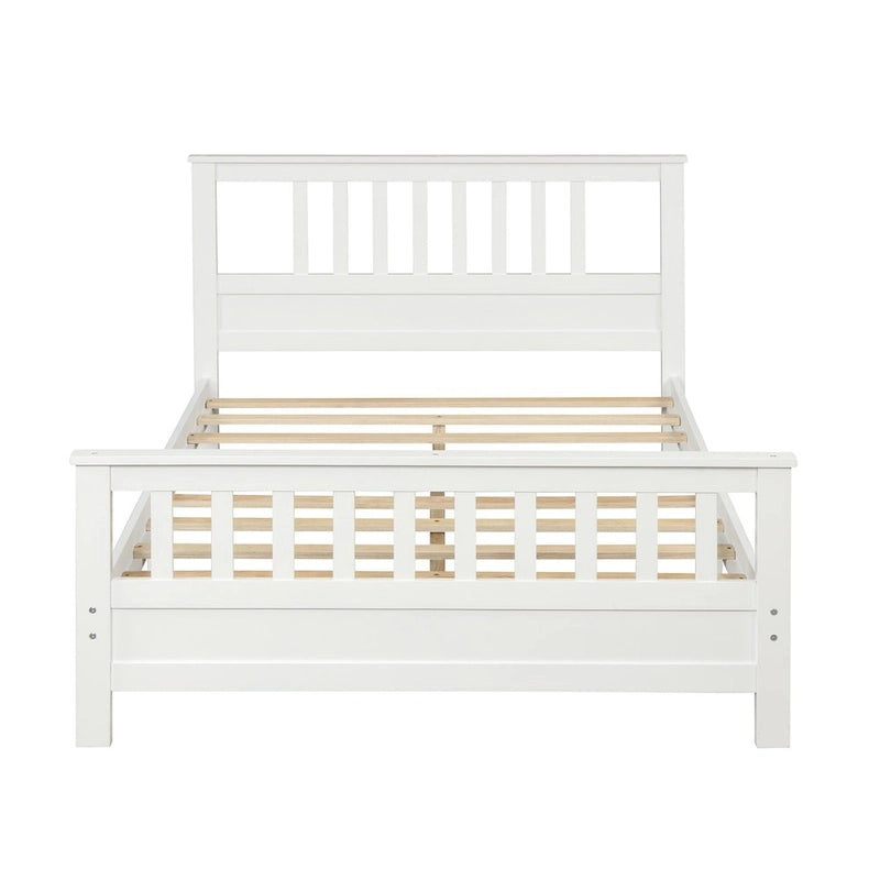 Lit plateforme en bois avec tête et pied de lit, aucun sommier tapissier requis