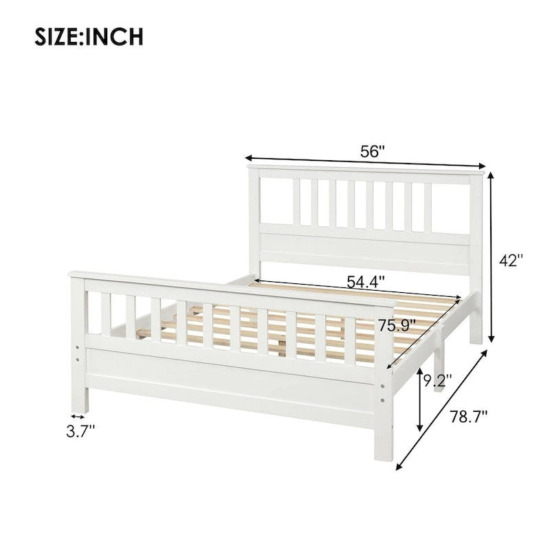Lit plateforme en bois avec tête et pied de lit, aucun sommier tapissier requis