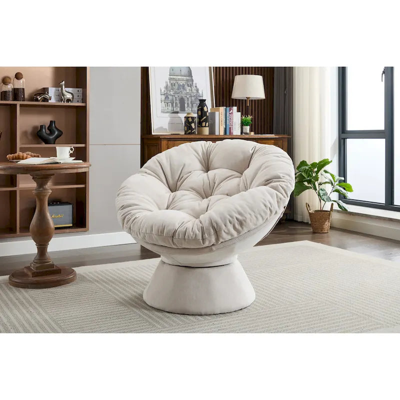 Fauteuil pivotant surdimensionné, Fauteuil pivotant à 360°, Fauteuil Papasan pour salon et chambre à coucher