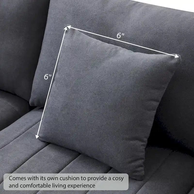 Canapé d'angle 5 places moderne en L avec rayures verticales, 2 coussins, pouf convertible