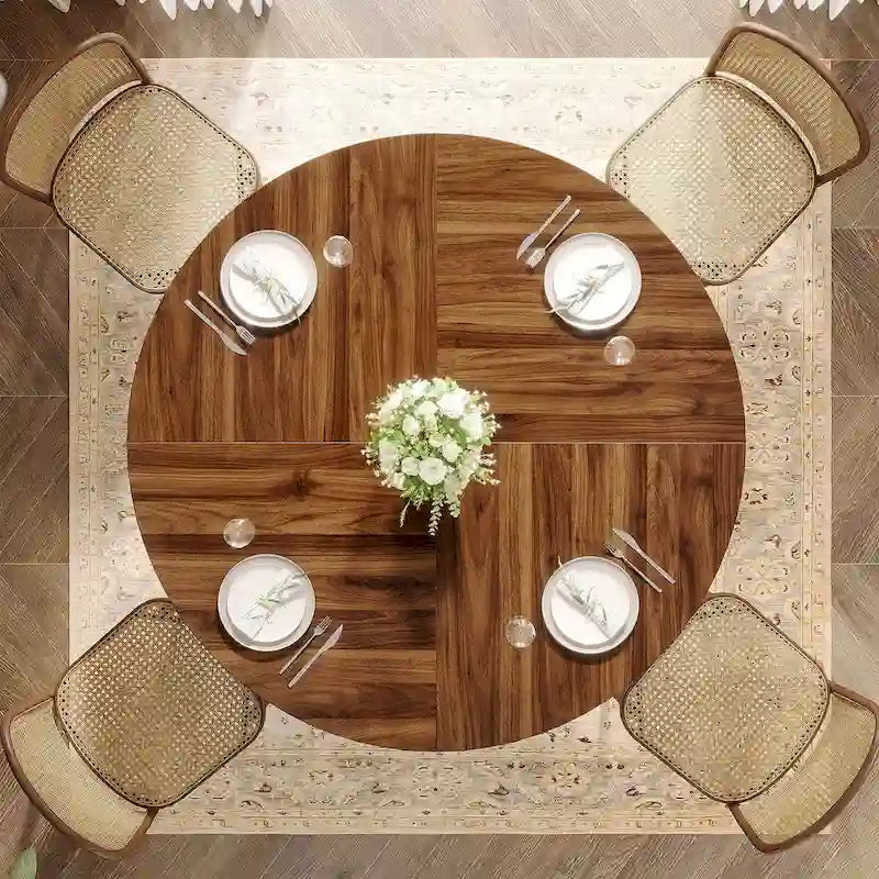 Table à manger ronde de 47" pour 4 à 6 personnes avec base métallique robuste pour salle à manger