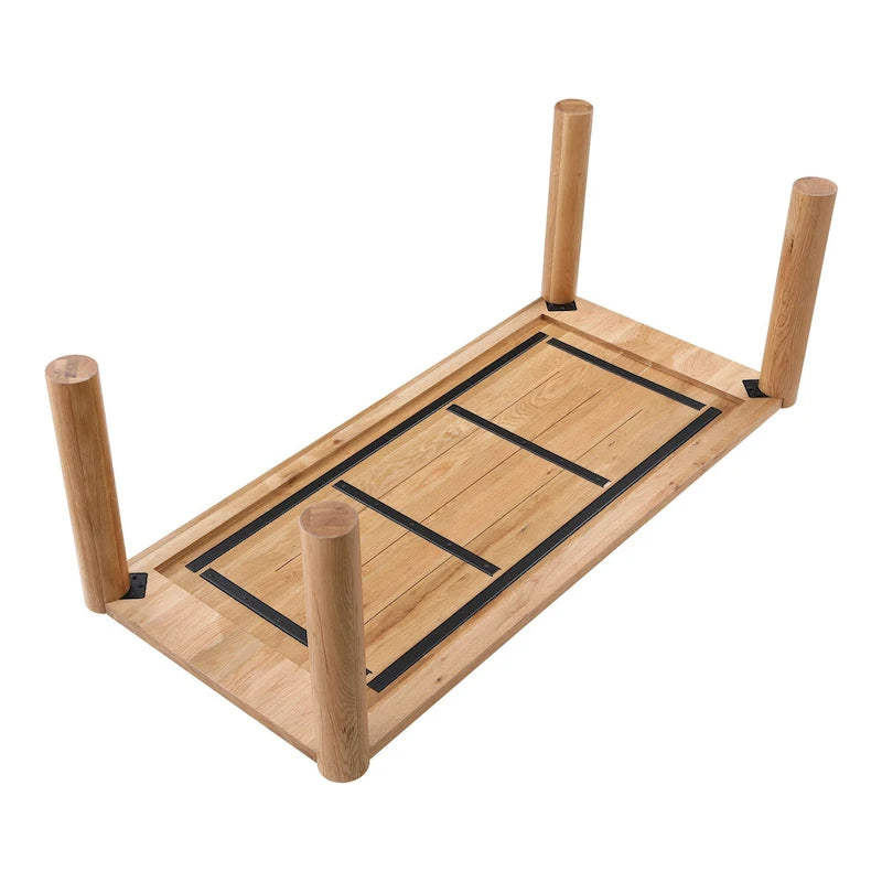 Table à manger moderne en chêne massif avec pieds modulables