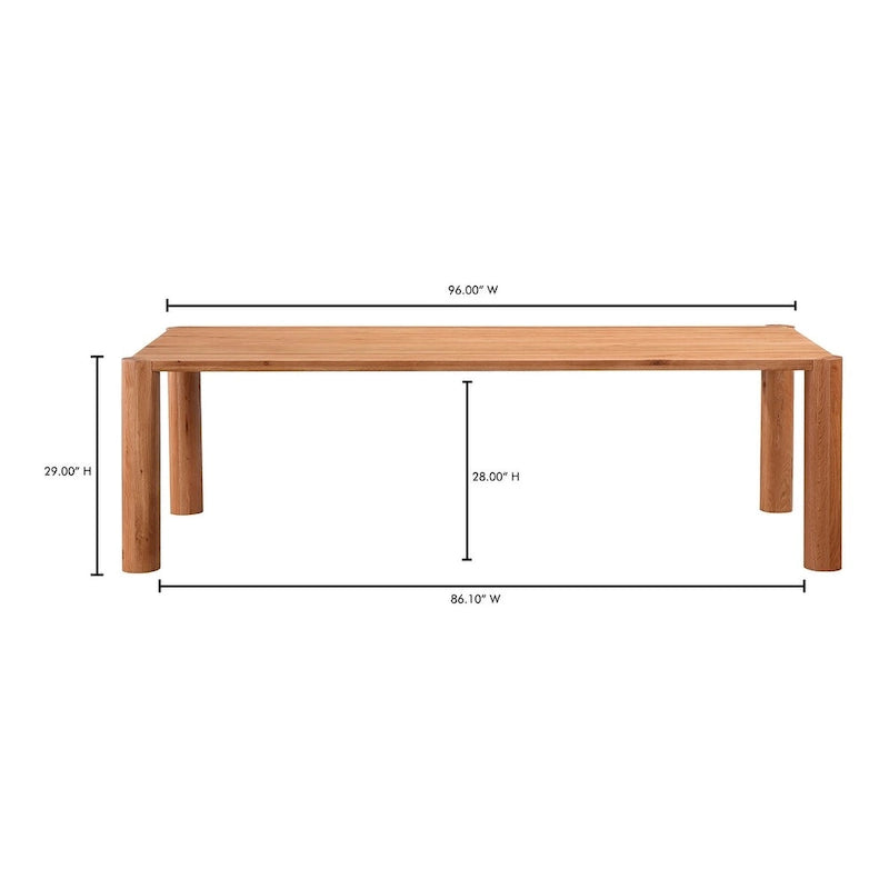 Table à manger moderne en chêne massif avec pieds modulables