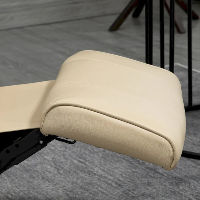 Fauteuil inclinable manuel en similicuir avec base pivotante en bois