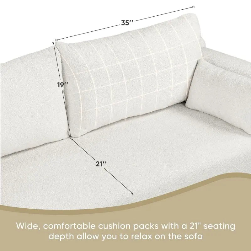 Canapé en tissu bouclette moderne avec accoudoirs bombés extra-larges