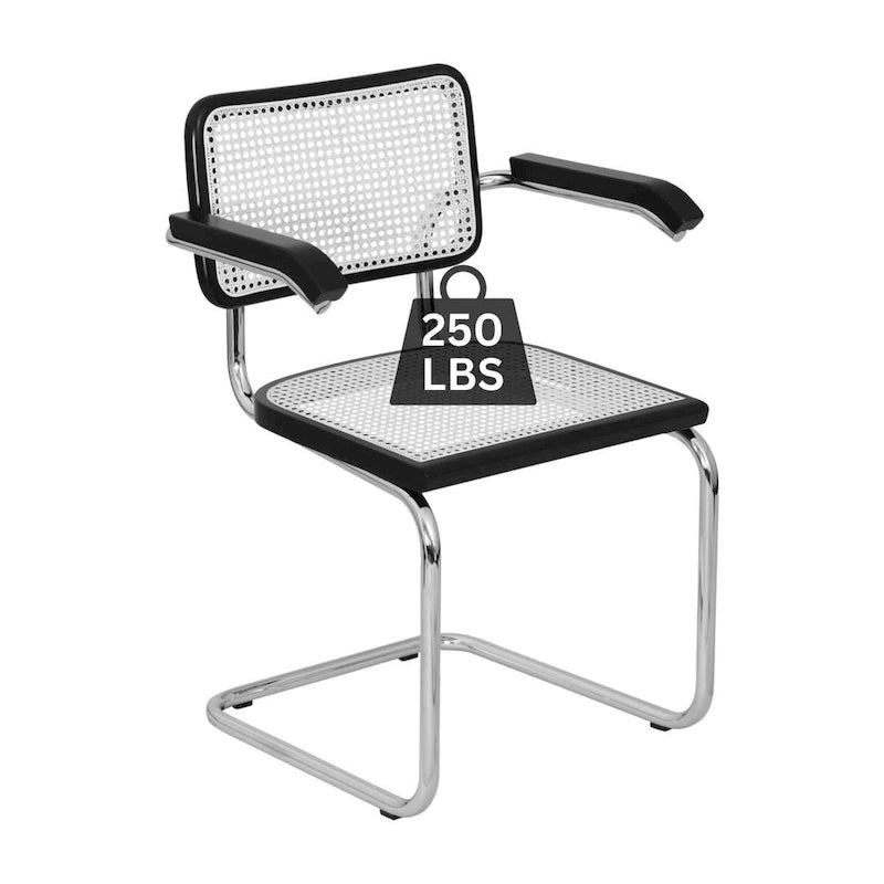 Fauteuil cantilever en rotin avec structure en acier blanc