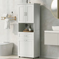 Colonne de salle de bain haute avec panier à linge Grand espace de rangement Panier à linge inclinable et meuble de rangement supérieur