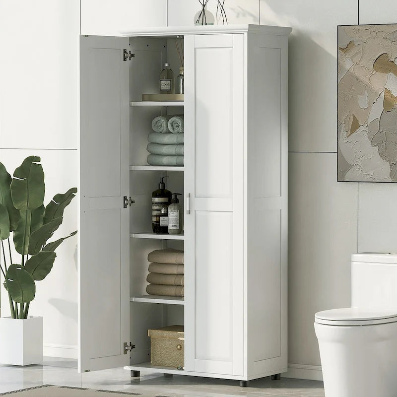 Meuble de rangement 2 portes pour salle de bain, bureau, étagère réglable