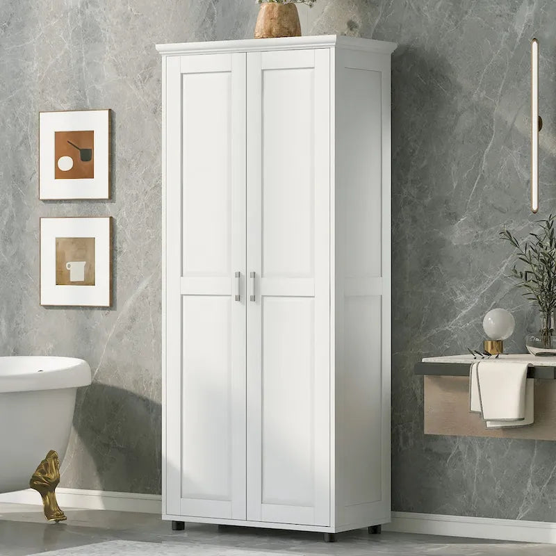 Meuble de rangement 2 portes pour salle de bain, bureau, étagère réglable