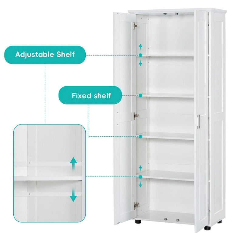 Meuble de rangement 2 portes pour salle de bain, bureau, étagère réglable