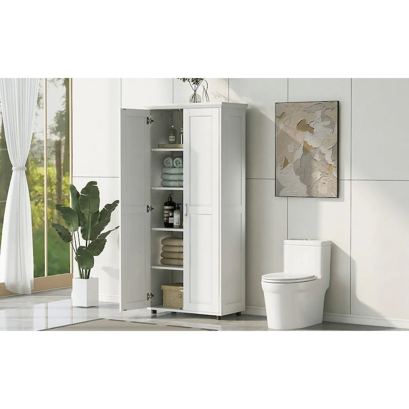 Meuble de rangement 2 portes pour salle de bain, bureau, étagère réglable