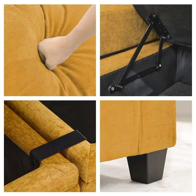 Canapé simple de rangement en chenille avec un pouf amovible
