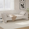 Lit de repos moderne rembourré avec oreillers, petit lit simple, aucun matelas requis, tissu en lin