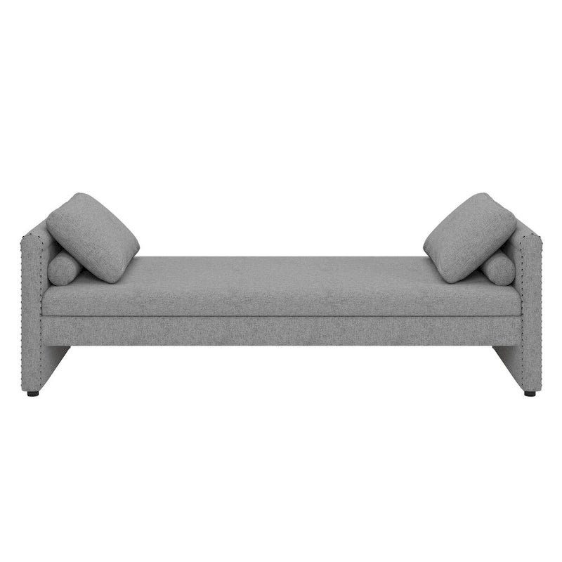 Lit de repos moderne rembourré avec oreillers, petit lit simple, aucun matelas requis, tissu en lin