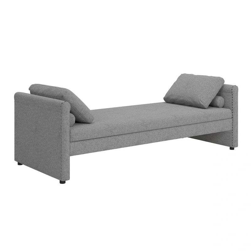 Lit de repos moderne rembourré avec oreillers, petit lit simple, aucun matelas requis, tissu en lin