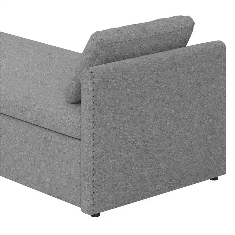 Lit de repos moderne rembourré avec oreillers, petit lit simple, aucun matelas requis, tissu en lin