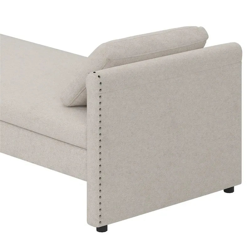 Lit de repos moderne rembourré avec oreillers, petit lit simple, aucun matelas requis, tissu en lin