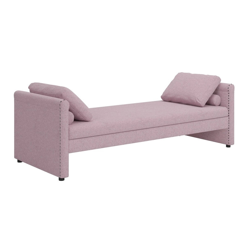 Lit de repos moderne rembourré avec oreillers, petit lit simple, aucun matelas requis, tissu en lin