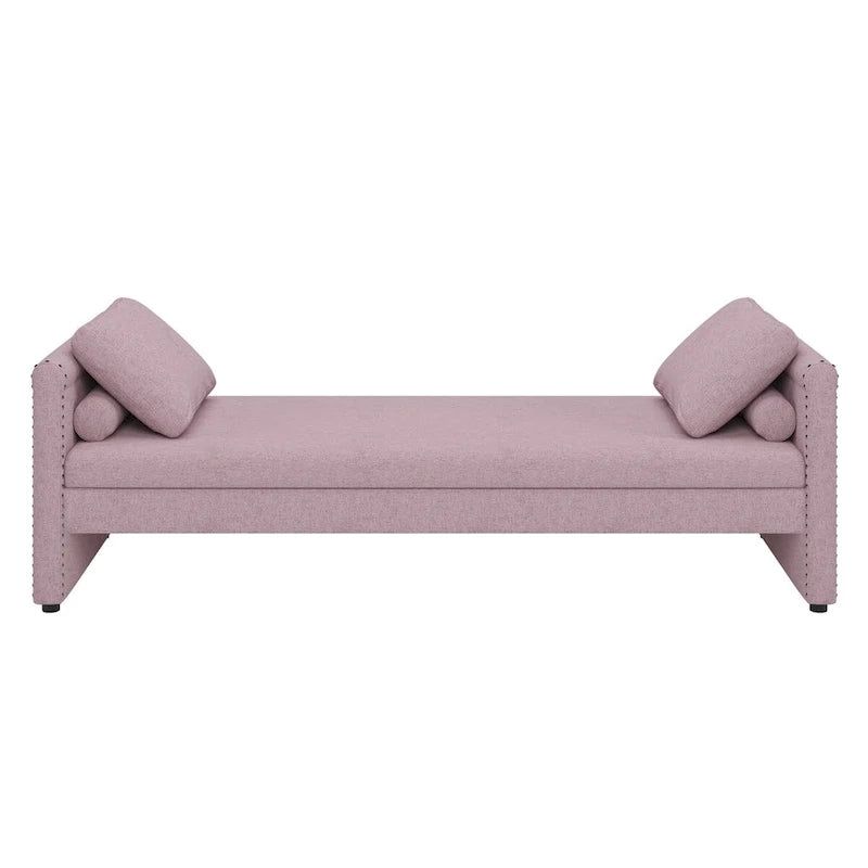 Lit de repos moderne rembourré avec oreillers, petit lit simple, aucun matelas requis, tissu en lin