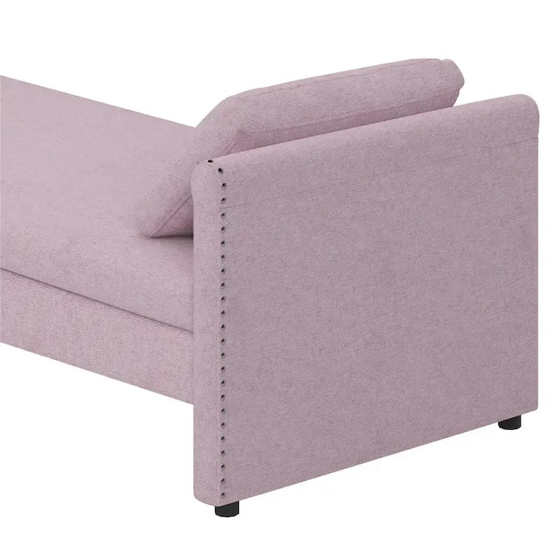 Lit de repos moderne rembourré avec oreillers, petit lit simple, aucun matelas requis, tissu en lin