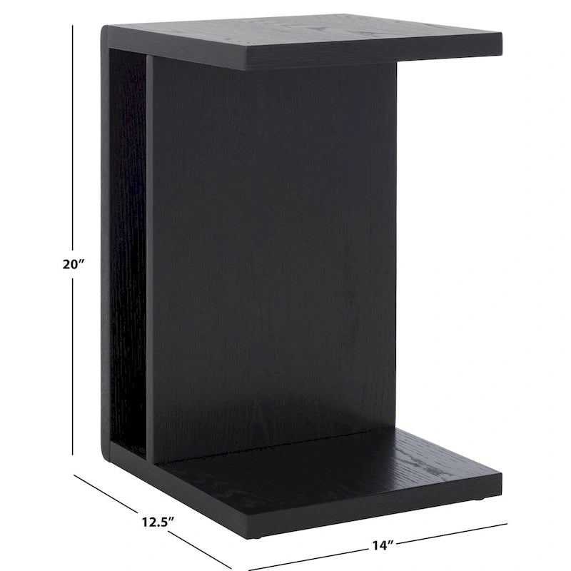 Table d'appoint en forme de C en placage de chêne