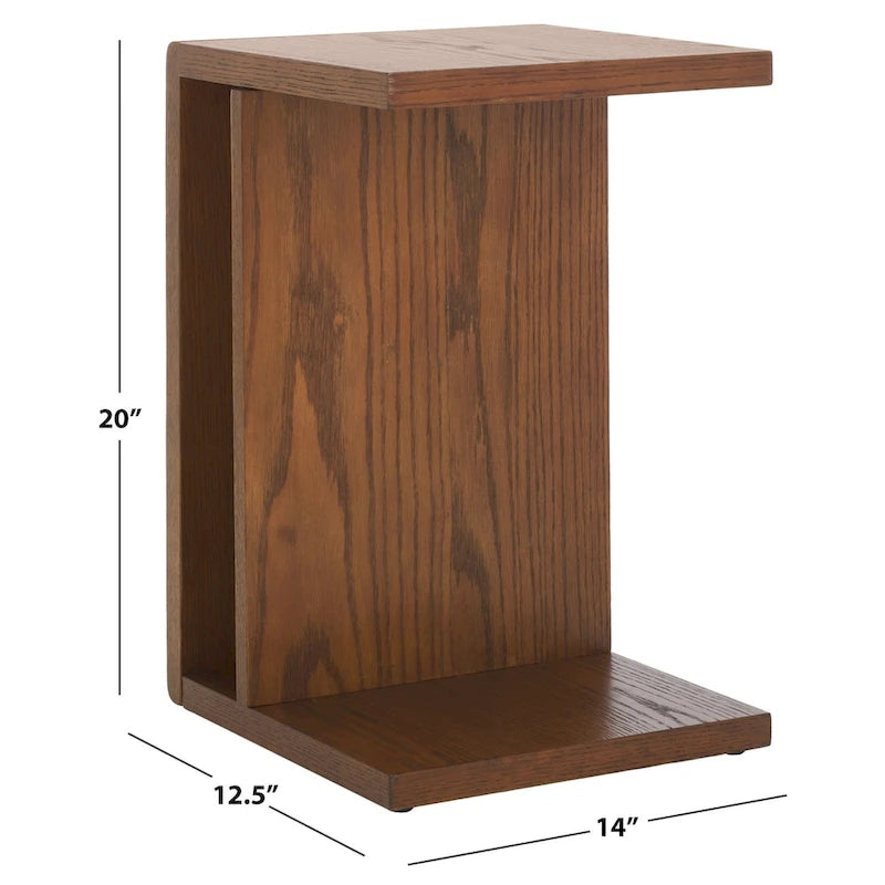 Table d'appoint en forme de C en placage de chêne
