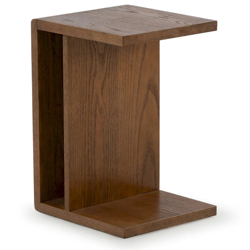 Table d'appoint en forme de C en placage de chêne