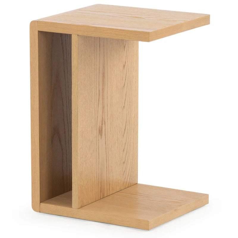 Table d'appoint en forme de C en placage de chêne