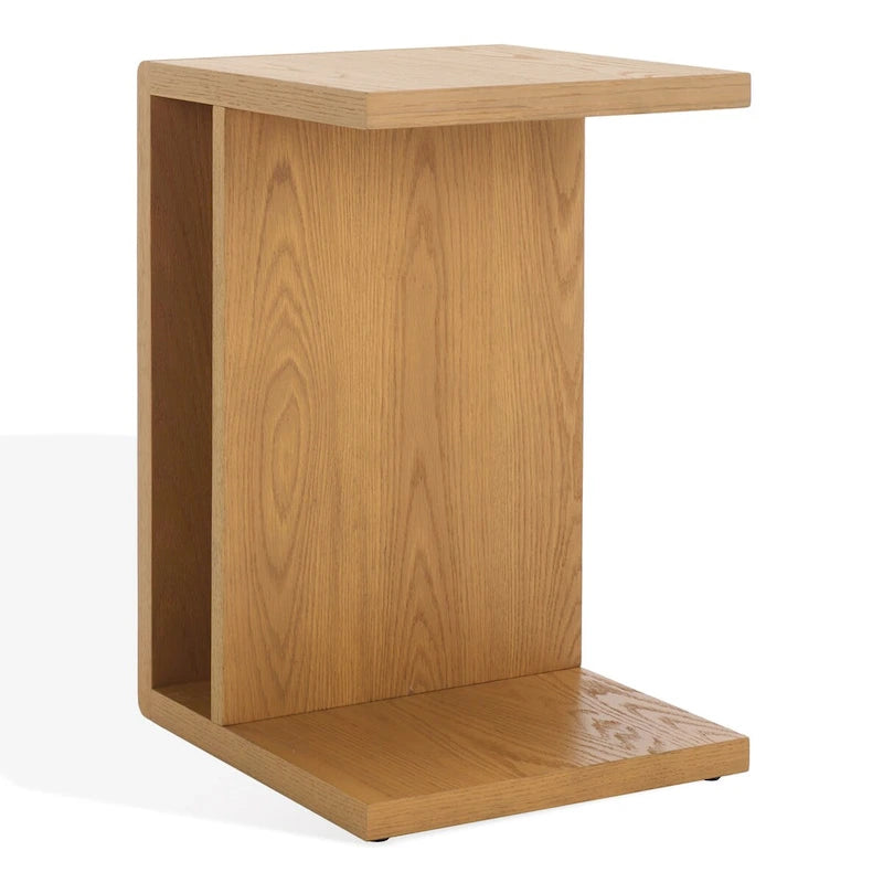 Table d'appoint en forme de C en placage de chêne