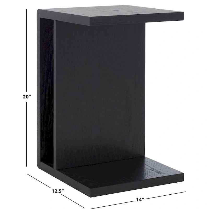 Table d'appoint en forme de C en placage de chêne
