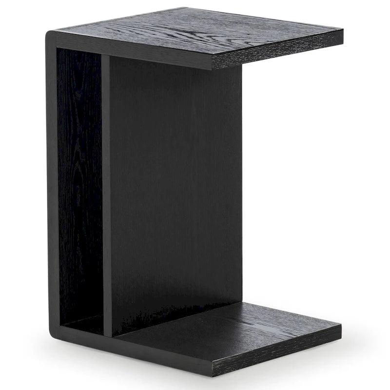 Table d'appoint en forme de C en placage de chêne
